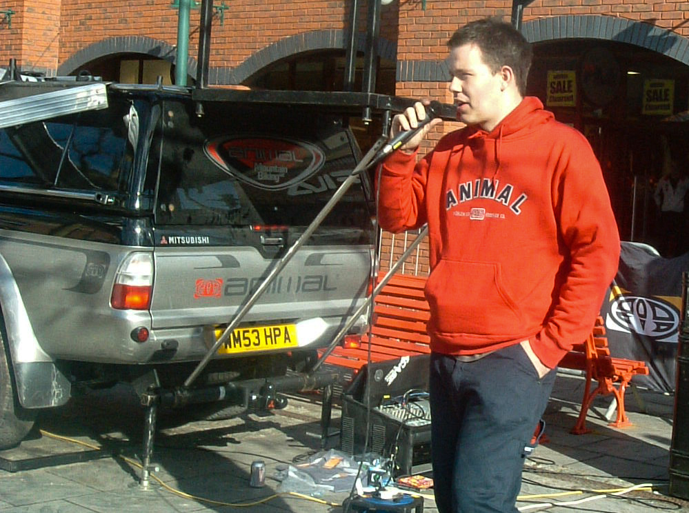 Chris on the mic for a mountain bike show